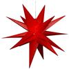 Dekohelden24 Stella dell'Avvento in plastica apribile, 80 cm, con 18 punte, colore rosso, illuminazione LED e adattatore, per interni ed esterni, 833101-1