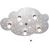 Elobra, Lampada da soffitto per bambini, a forma di nuvoletta con stelline e funzione luce notturna, attacco E14, classe di efficienza energetica A, led, legno, argento