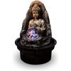 Zen Light Fontana Peace - Fontana interna Buddha Zen rilassante con luce LED - Decorazione per la casa Zen - Regalo piccolo prezzo, fontana da tavolo - Circuito chiuso - Beige e Marrone - H 18 cm - Zen'Light