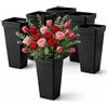Kingrol Confezione da 6 vasi da fiori in plastica, moderni vasi quadrati, secchi multiuso, decorazione per casa, ufficio, eventi, centrotavola, nero, 15,7 x 15,75 x 13,25 pollici