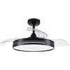 Eden pulse Ventilatore da soffitto nero, 3 pale trasparenti, 6 velocità, regolabile, 32/44,5x48/108 cm