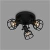 Briloner 2669-035 Lampada da Soffitto Retrò con Griglia a 3 Luci, Lampada da Soffitto Vintage E14, Max 25 Watt, Faretto Rustico, in Acciaio, Nero