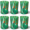 MAZZEGA ART & DESIGN - 6 Bicchieri in Vetro Soffiato, Lavorati a Mano con Graniglie colorate di Murano, Bicchieri Colorati per Acqua e Bibite, 395ml, h.12 cm. Made in Italy (6, VERDE+ROSSO)