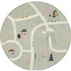 RugVista Road map Tappeto per bambini, Ø 150 cm, Verde/Multi