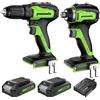Greenworks GD24DD35K2 Trapano Avvitatore e GD24ID200 Avvitatore a Impulsi PIÙ 2 Batterie da 24V 2Ah e Caricabatterie, Garanzia 3 Anni