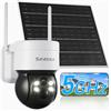 SHANNA [5GHz & 2,4GHz] Telecamera Pannello Solare, 2K 4MP Telecamera Wi-Fi Esterno con Pannello Solare da 6W,7800mAh Batteria,Faro,Rilevamento del movimento AI, Visione notturna a colori, Audio bidirezionale