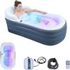 B&Y Vasca da bagno gonfiabile per adulti con materassino a bolle d'aria, vasca idromassaggio portatile con romantiche luci LED, dotata di cuscino, schienale e braccioli (pompa inclusa)