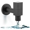 Hapivida Nero Montaggio A Parete Rubinetto, Stile Europeo Nero Montaggio a Parete Rubinetto Acqua Risparmiata Rubinetto da Giardino Quadrato per Casa, Bagno, Balcone e Cucina (Mop Pool)
