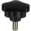 Othmro 2 manopole M12 nere 65 mm x 30 mm zincate a testa a stella maschio a vite manopola di bloccaggio a stella maniglia a cinque stelle manopole filettate per sega, trapano, tornio (senza rondella)