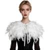 keland Gothic Scialle di Piume Stola Coprispalle Mantello Poncho Costume da Cosplay Halloween (Z-Bianco)