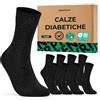 ZENAPHYR - Set di 8 Paia Calzini per diabetici Senza Elastico Donna Uomo, Calze senza cuciture in cotone, Nero 39-42