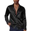 PaulJones Camicia da Uomo in Raso di Seta Lucida di Lusso per Feste da Discoteca XL Nero 521-1