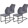 Hela Tische, Set di 4 sedie da cucina Oslo, rivestimento in velluto/velluto grigio scuro, struttura tubolare rotonda in metallo nero, trapuntatura a rombi, portata 140 kg