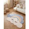 Hanse Home Tappeto Nappi per bambini, facile da pulire, antiscivolo e lavabile, a forma di nuvola, arcobaleno, morbido, per la cameretta dei bambini, 140 x 200 cm, crema multicolore
