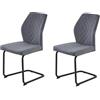 Hela Tische, Set di 2 sedie da cucina Oslo, rivestimento in velluto/velluto grigio scuro, struttura tubolare rotonda in metallo nero, trapuntatura a rombi, portata 140 kg