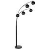 DRW Lampada da terra in metallo e marmo con 5 luci in nero e oro 108 x 108 x 220,5