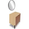 Demeyere Mobile basso bagno con specchio luminoso anti-appannamento, 2 ante e 1 mensola alla moda in legno, colore terracotta e rovere, 69,2 x 78,2 x 49,8 cm