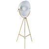 DRW Lampada da terra in legno e metallo con treppiede e faretto in bianco e marrone, 65 x 65 x 160 cm
