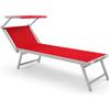 Bricozone Lettino Pieghevole Prendisole in Alluminio E Tessuto Textilene Professionale Con Tettuccio Parasole Orientabile Sdraio Per Mare Spiaggia Piscina Giardino 182 x 60 x 38 Cm Rosso