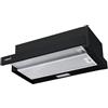 CATA TFB-5160 BK - Cappa aspirante con pannello di controllo meccanico a 2 livelli di estrazione motore extra silenzioso, illuminazione a LED, filtri lavabili in lavastoviglie, larghezza 59,5, colore