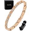MagnetRX® Bracciale Magnetico Donna Ultra Forte - Bracciale Benessere con Doppio Magnete in Acciaio Inox e Cristalli - Magnetico Regolabile con Strumento di Misura (Oro Rosa)