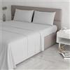 Italian Bed Linen Set Lenzuola Letto Matrimoniale Cotone Max Color, lavorato in Italia - Completo Letto, Lenzuolo Sotto con Angoli, Telo Sopra 240x300 cm e 2 Federe con Patella Interna, Grigio Chiaro