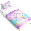 AVJWWD Set di Biancheria da Letto per Bambini, in Microfibra, con Motivo a Unicorno, con Stampa 3D, 3 Pezzi, con Chiusura a Strappo, Morbido per Ragazze (I, 120x150cm)