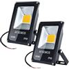 AFSEMOS Faretto Led 12V-24V 50W Luci da Giardino IP65 Luci Esterne Impermeabili, Luci di Sicurezza a Luce calda 3000K per,Giardino, Box Auto (Confezione da 2)