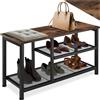tectake® Scarpiera 80x30x45,5 cm, Scarpiera Salvaspazio slim, 2 Ripiani Rete, Scaffale Scarpe Uomo, Scarpe Donna, Stivaletti, Ideale Ingresso, Corridoio, Soggiorno, Stile Industriale - Legno Scuro