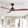 Sofucor 132 cm Ventilatore da Soffitto con Luce, Legno Massello Ventilatore a Soffitto con Telecomando, DC, 3 Temperature di Colore, Timer, 6 Velocità, Modalità Estate Inverno per Soggiorno