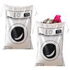 GIDWRIY 2 Pezzi Sacco Biancheria Sporca Cotone 46 X 62 cm,Sacco Portabiancheria Sporca Lavabile,Borsa Lavanderia da Viaggio,Laundry Bag Travel,Sacca da Bucato con Coulisse,Sacchetto Biancheria Viaggio