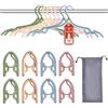 Sazfli Confezione da 8 grucce pieghevoli da viaggio in alluminio, multicolori (rosa, blu, verde, arancione), compatte, 14 x 7,6 cm, antiscivolo, portatili, con borsa portaoggetti e scatola regalo per