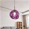 Licht-Erlebnisse Lampadario da pranzo Vetro Lilla Soggiorno Tavolo da pranzo Metallo E27 Ø36 cm rotondo Moderna lampada a sospensione decorativa in vetro di lava soffiato a bocca e specchiato Cucina