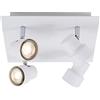 BRILONER Leuchten - Faretto a soffitto a LED, lampada da soffitto a 4 lampadine, faretti girevoli e orientabili, 4x GU10, 5 Watt ciascuno, 460 Lumen ciascuno, 3.000 Kelvin, bianco