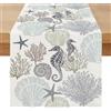 Miuyunya Runner Tavola Moderno Oceano 40 x 240 Runner da Tavolo Impermeabile Esterno Conchiglie Ippocampi Lavabile Primaverile Estivo Centro Tavola Decorazioni per Cucina Vacanze Feste