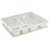 EffeDecor - Scolapiatti Colapiatti da Appoggio per Lavello in Plastica Bianco con Vassoio Raccogli Gocce,Spazio per Bicchieri e Posate 47x38xH8,5 cm
