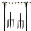 Rainmae Confezione da 2 pali luminosi in metallo resistente, 2,7 m, con forcella, supporto per illuminazione da patio, per terrazza, giardino, matrimonio, cortile, festa di Natale