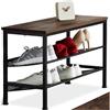 tectake® scarpiera salvaspazio, design industriale, in acciaio, due ripiani, scarpiera ingresso, mobiletto porta scarpe, scaffale salvaspazio - Legno industriale scuro - 75,5 x 30,5 x 45,5 cm