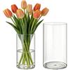 MELEJIA Set di 2 Vasi in Acrilico, Rotondo Vaso Trasparente, Vaso Indistruttibile Leggero, Vasi Trasparente Resistente per Fiori Freschi/Finti, Decorazione Interna/Esternea (12 x 20cm e 15 x 25cm)
