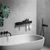 REKITA Mensola doccia senza foratura, organizer da bagno, 50 cm, ripiano doccia in acciaio inox con 5 ganci rimovibili, supporto per shampoo per doccia, mensola sospesa, mensola da bagno, colore nero
