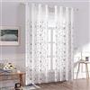 MIULEE Voile Tenda per Finestra con Occhielli Tende Trasparenti per Soggiorno e Camera da Letto 2 Pannelli 140 X 260 cm Fiori Grigio