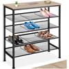 tectake® Scarpiera 75,5x30,5x85,5 cm, Scarpiera Ingresso, 4 Ripiani Rete, Scaffale Scarpe Uomo, Scarpe Donna, Mobile Organizer Ingresso Corridoio Soggiorno, Stile Industriale - Legno Chiaro