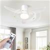 Homefire Ventilatore da soffitto luce - Ventilatore da soffitto silenzioso a 3 pale con luce, bianco, luminosità regolabile lampada da soffitto con telecomando per camera da letto o per la cucina