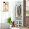 RELAX4LIFE 2 in 1 Appendiabiti da Terra con 2 Ripiani a Rete, Appendiabiti ad Angolo per Ingresso, Kit Antiribaltamento Incluso, per Camera, Ufficio, Corridoio, 42 x 42 x 194 cm (Bianco)