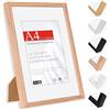 HIMEETIME® 1x Cornice Foto in Legno Quercia A4 21x29.7 cm,Passepartout 10X15cm,Cornici per 21x30cm certificati e diplomi- Montaggio a parete o esposizione da tavolo