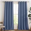 PONY DANCE Tenda Oscurante Cameretta Bambini - Tende Soggiorno con Anelli Tende Termiche Isolanti per interni Tende Salotto Moderne 2 Pezzi L 140 x A 260 cm, Blu Foschia