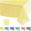 POPOYU 2 Pezzi Tovaglia Gialla a Righe, Coperture da Tavolo Gialle e Bianche, 137 * 274 cm Tovaglia Rettangolare per Festa di Compleanno, Tovaglia in Plastica per Tavolo da Pranzo per Picnic, Natale