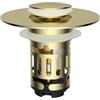 Hibbent Tappo Lavandino Bagno Universale e Filtro Rimovibile, Scarico Lavabo Pop Up,Adatto per Fori da 25 a 46 mm, Filtro Scarico Lavabo Bagno Valvola Piletta Click Clack, Oro Spazzolato