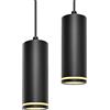 BOYIR Lampadario a Sospensione Moderno 15cm, Lampada a Sospensione con Portalampada GU10, Lampadario Cilindrico Nero, Lampadari Regolabile in Altezza per Soggiorno, Camera da letto, Cucina, 2 Pezzi