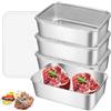 CTDMJ Contenitori salvafreschezza con coperchio, 4 pezzi da 2000 ml, in acciaio inox, da cucina, ermetici, per formaggi, frutta, carne, insalate